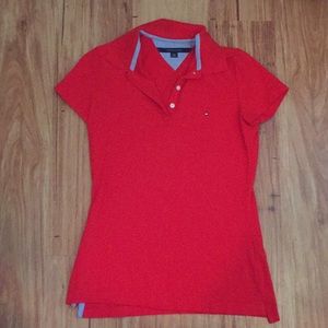 Red Tommy Hilfiger Fitted Women’s Polo